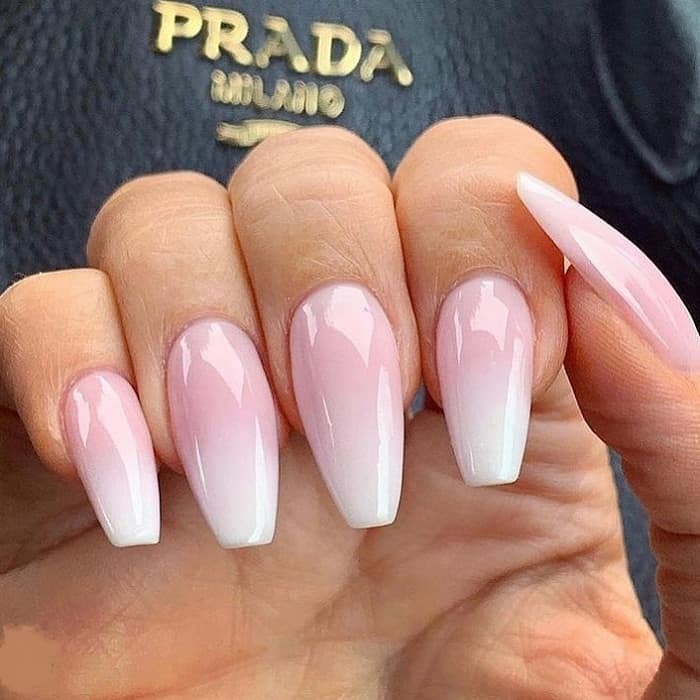 baby pink fade nails 