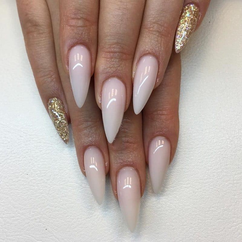 rose gold nude stiletto nails