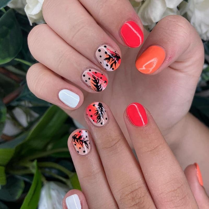 short rounded summer acrylic nails