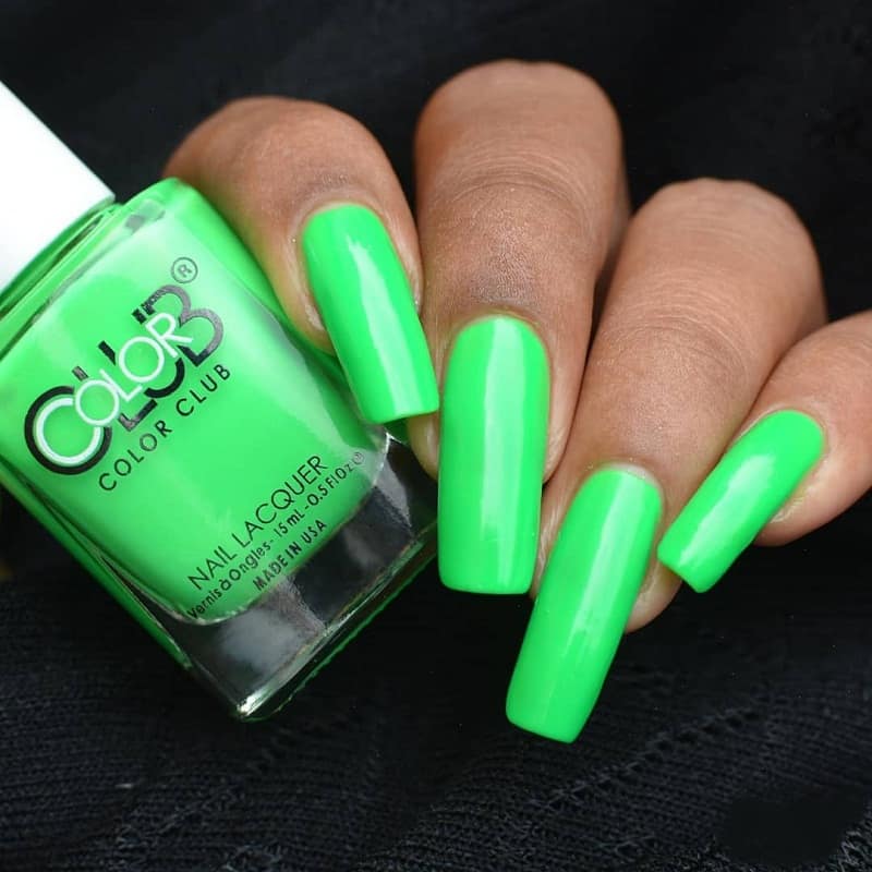 long square green nail design