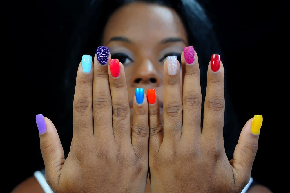Rainbow nails for dark skin