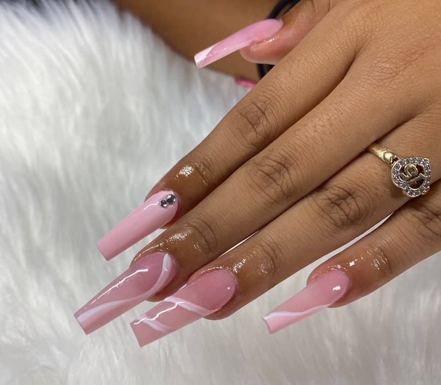 baby pink and white nails