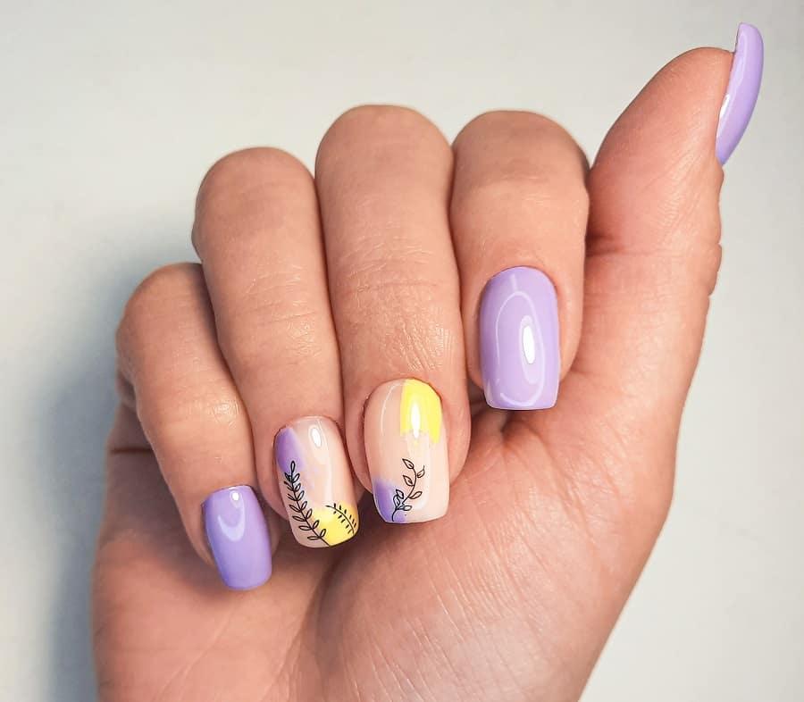 black and purple gel nails
