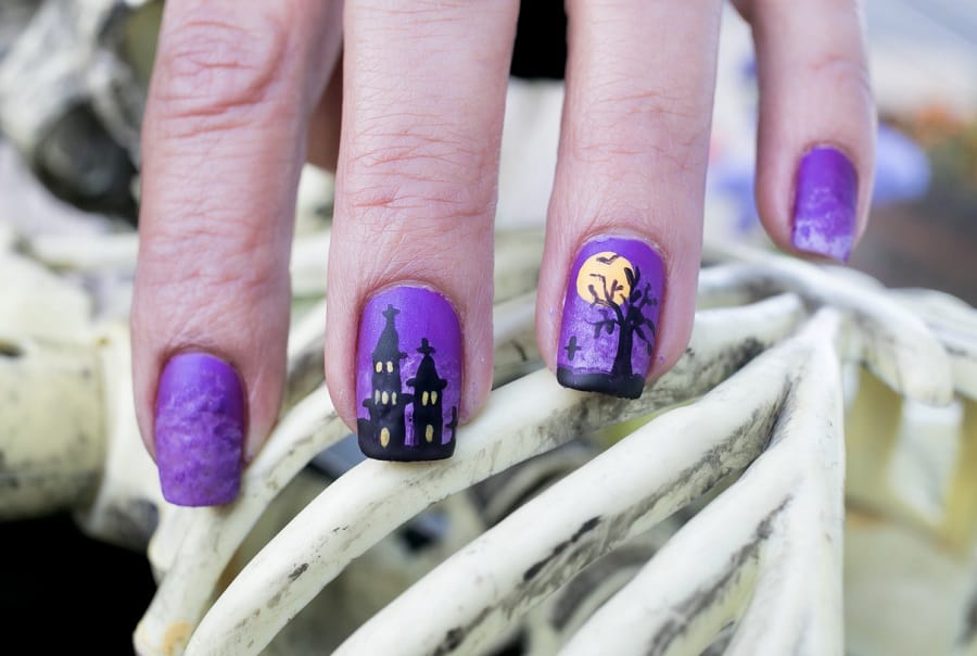 black and purple matte nails