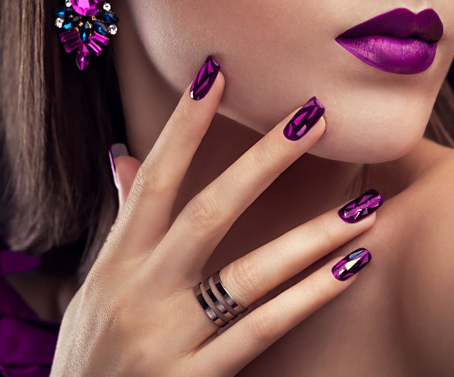 black and purple nails