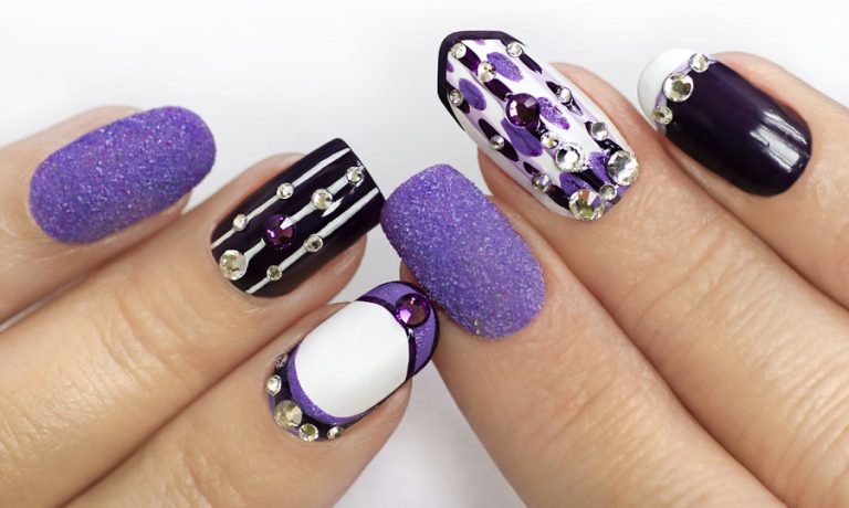 Black and Purple Acrylic Nails - wide 4