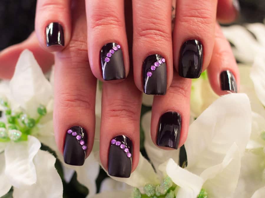 black and purple nail art