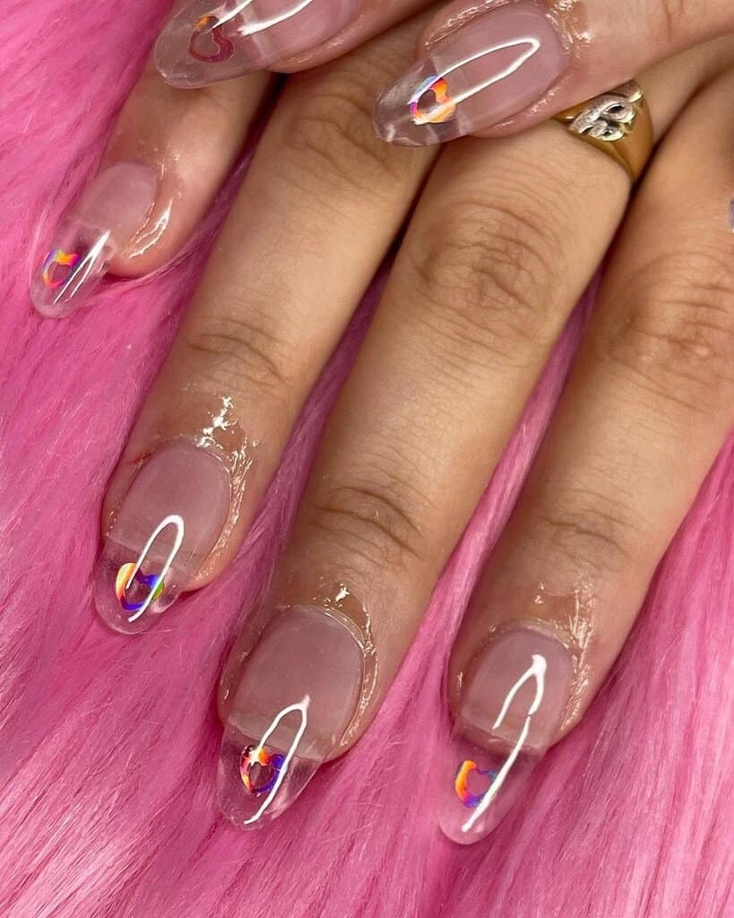 clear pink almond nails