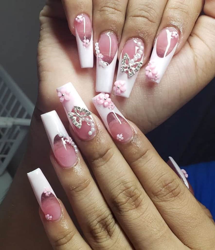 clear pink french nails