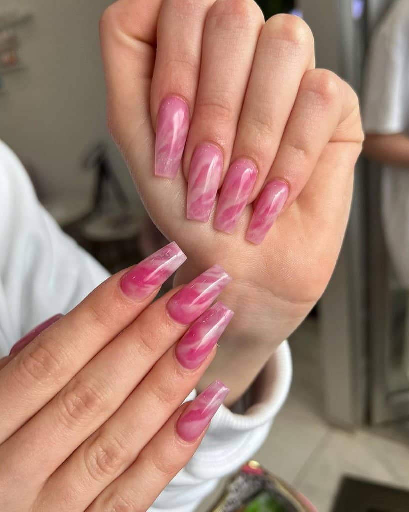 clear pink marble nails