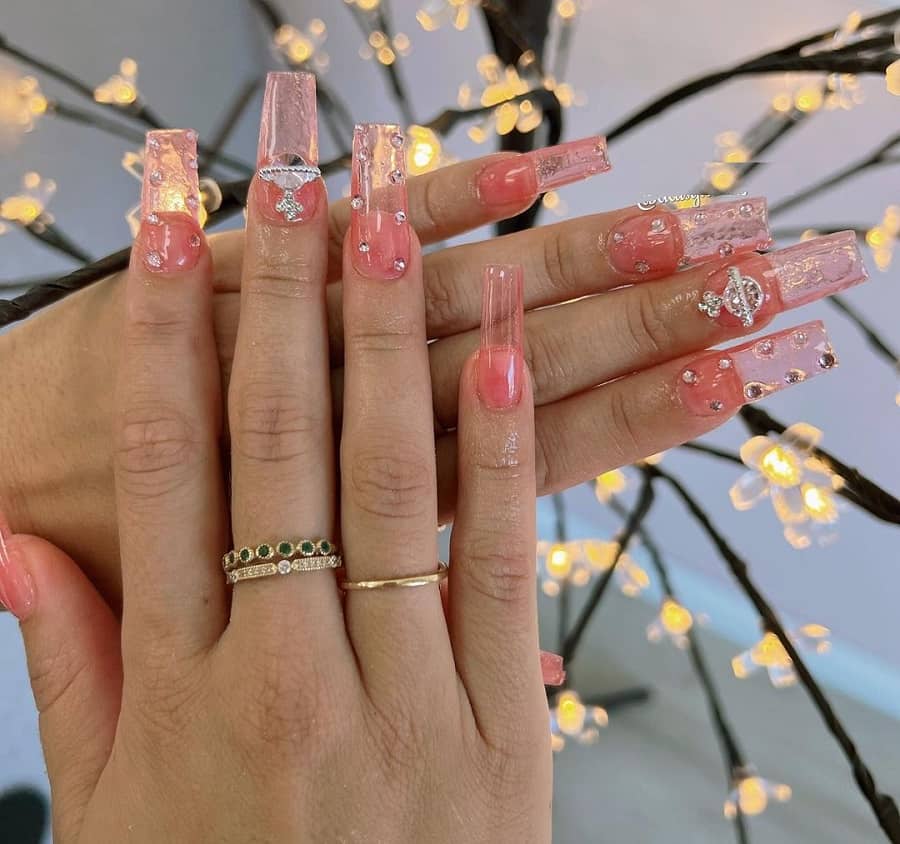 clear pink nail design