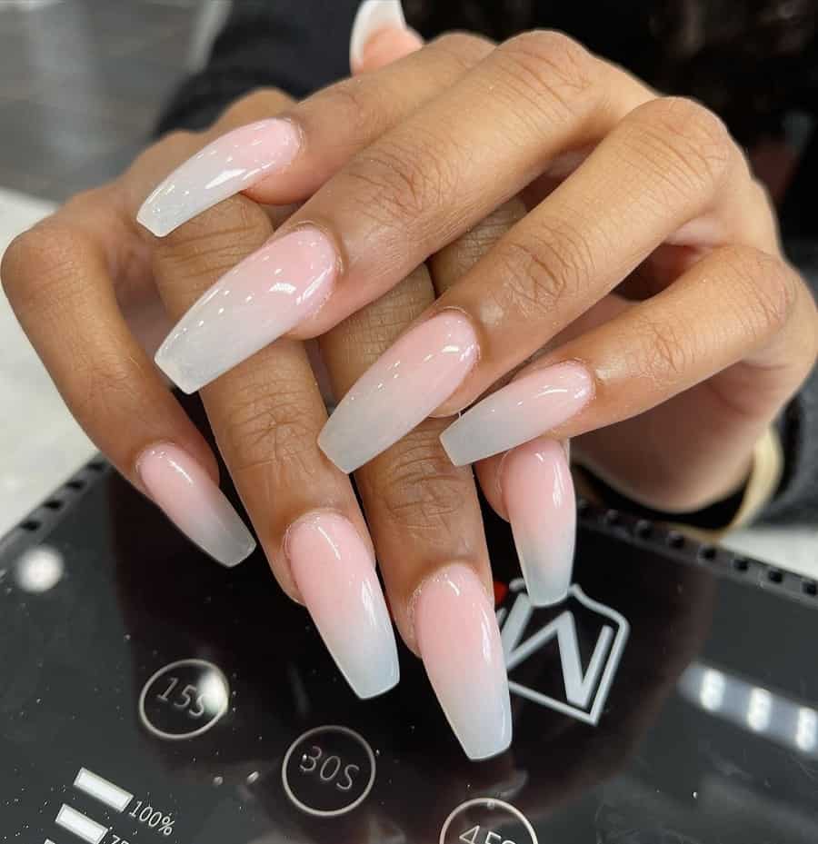 clear pink ombre nails