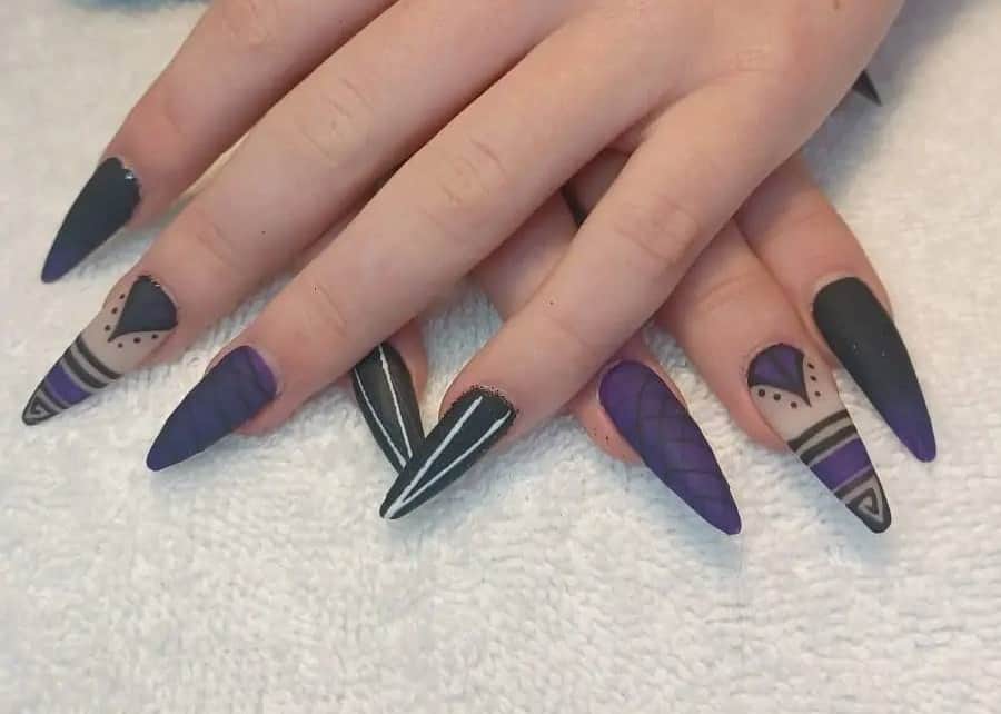 dark purple and black nails