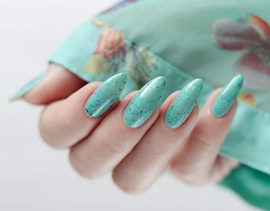 light blue almond nails