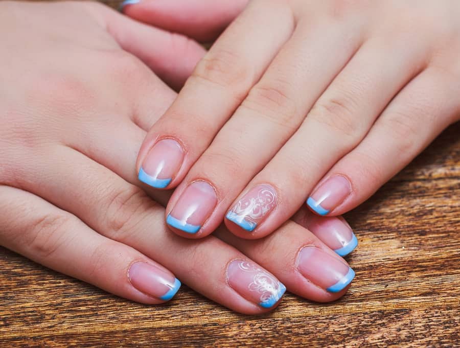 light blue french tip nail art