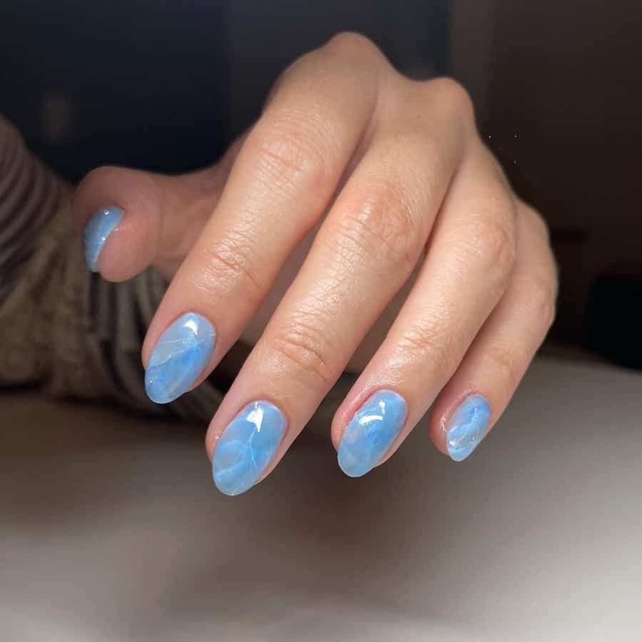light blue marble nails