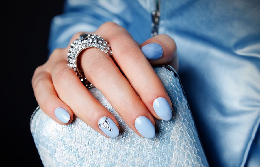 light blue nail art