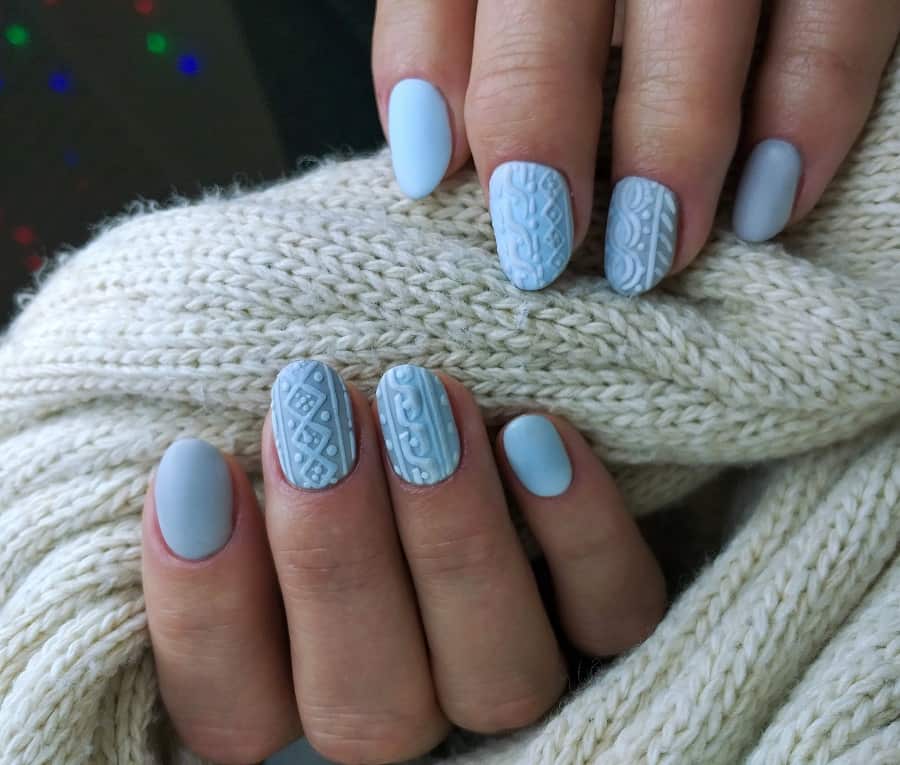 light blue nail design for winter