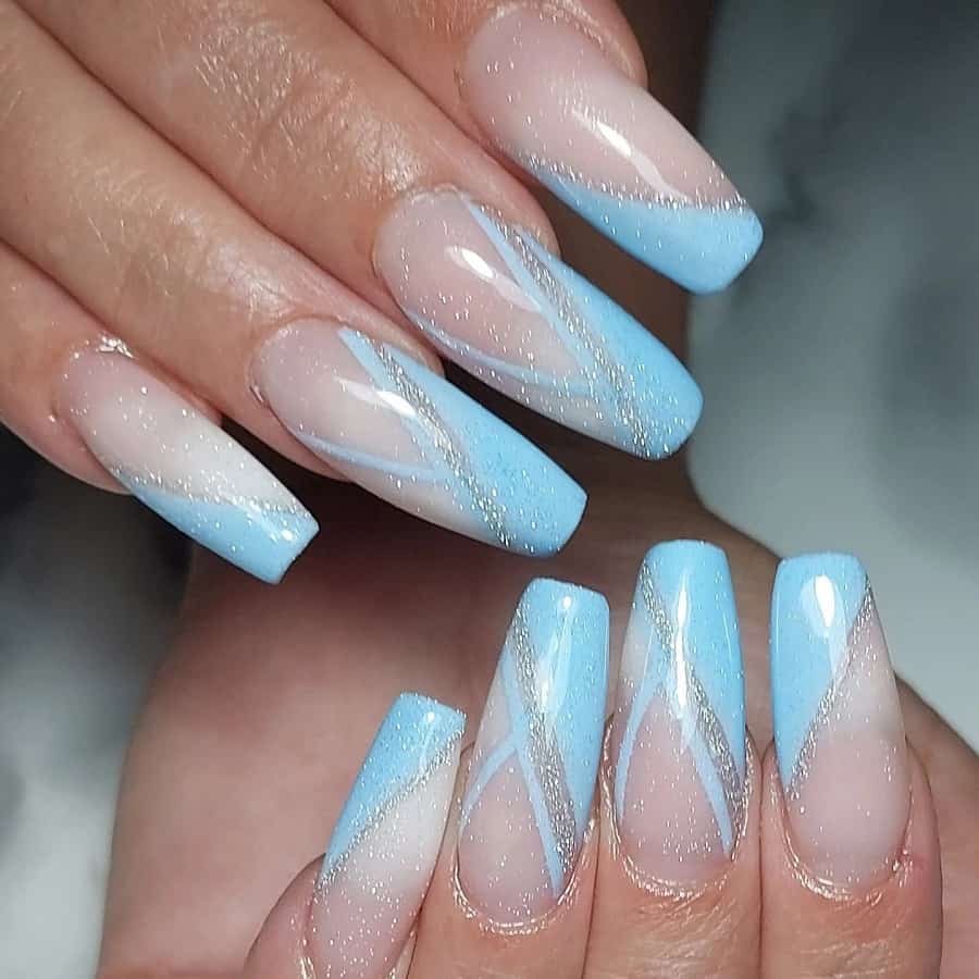 long light blue nails