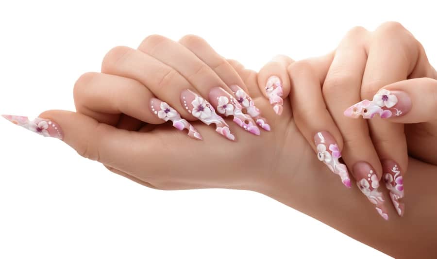 long pink and white nails