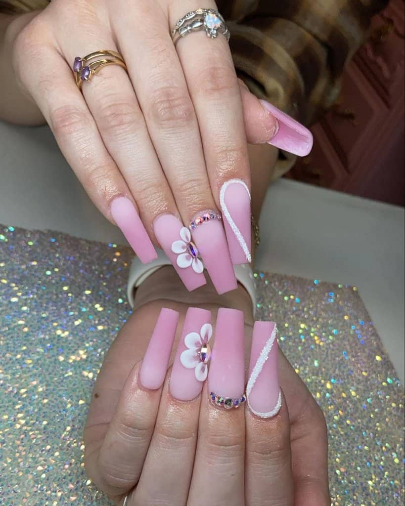 matte pink ombre nails