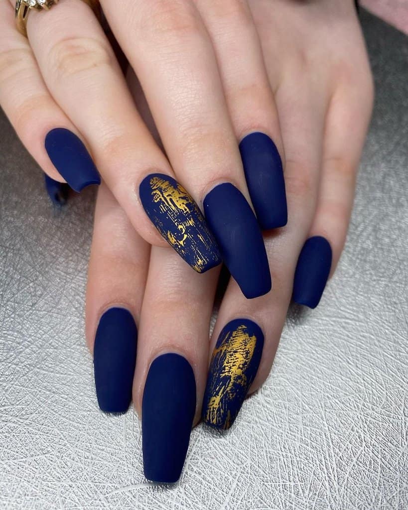 navy blue coffin nails