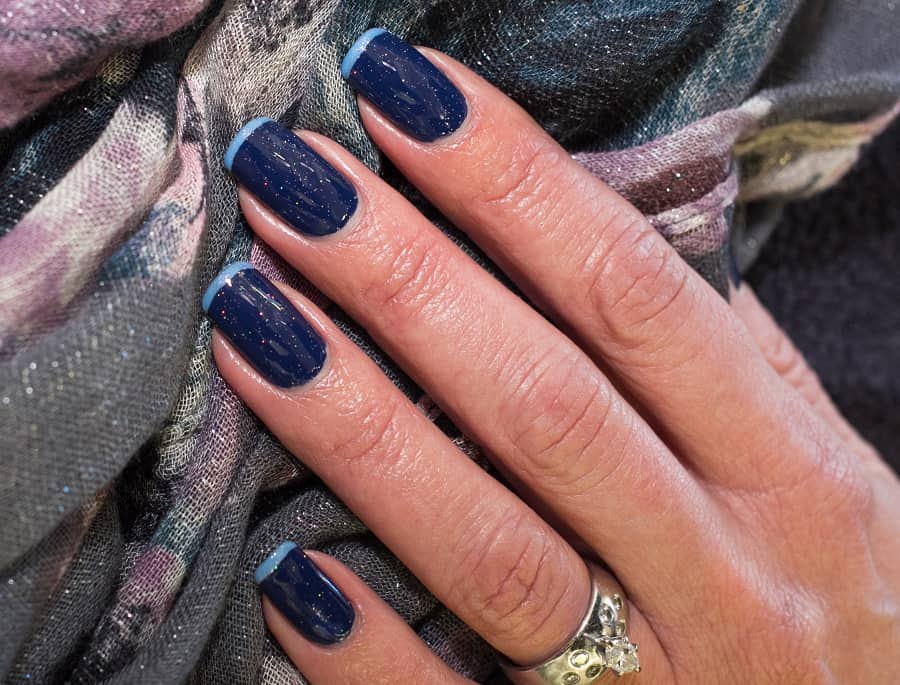 navy blue french nails