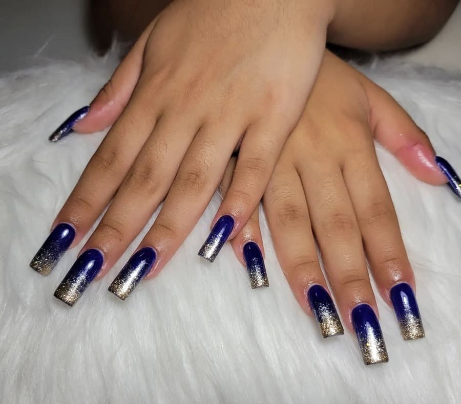 navy blue square nails