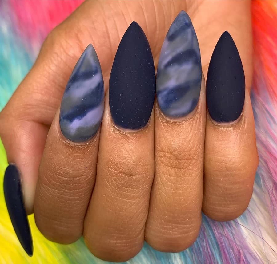 navy blue stiletto nails