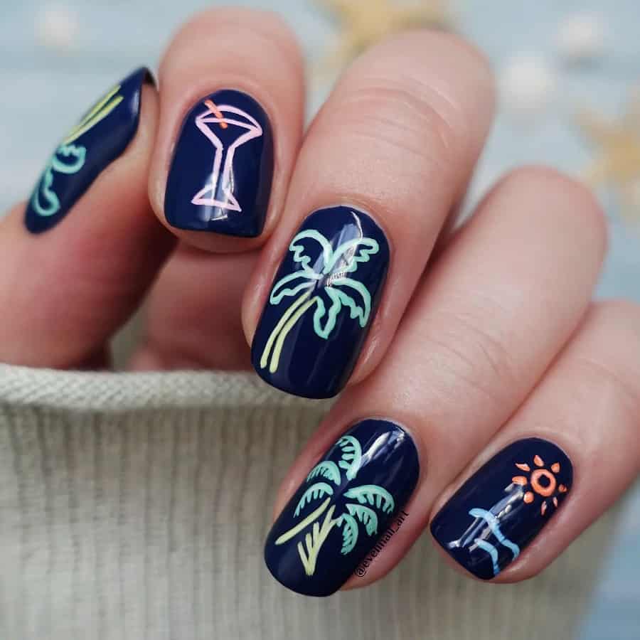 navy blue summer nails