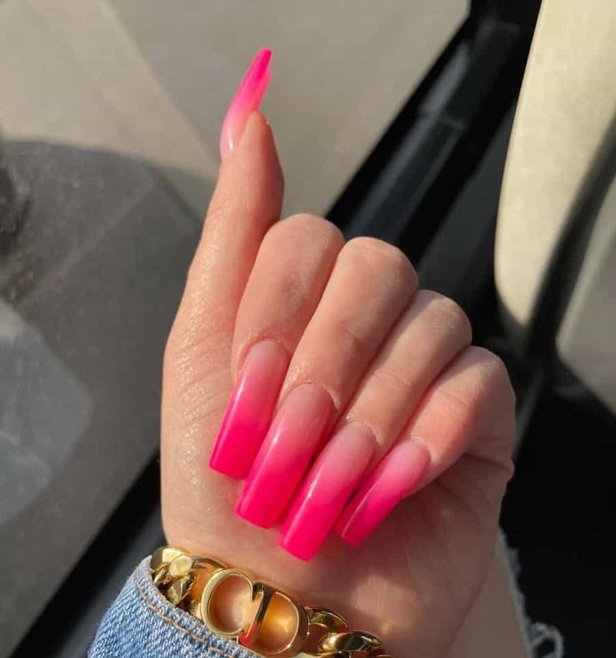 neon pink ombre nails