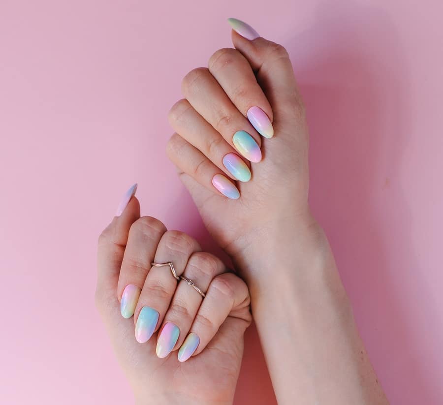 pastel pink and blue nails