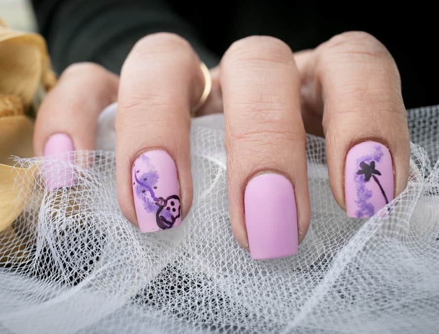 pastel purple and black nails