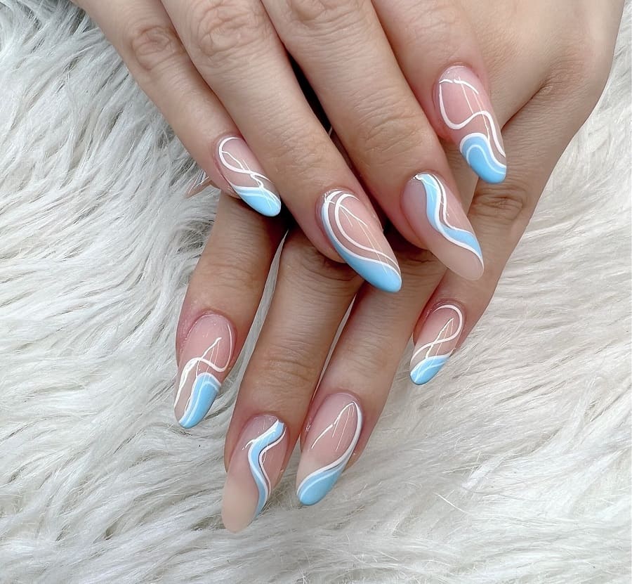 pink and blue gel nails