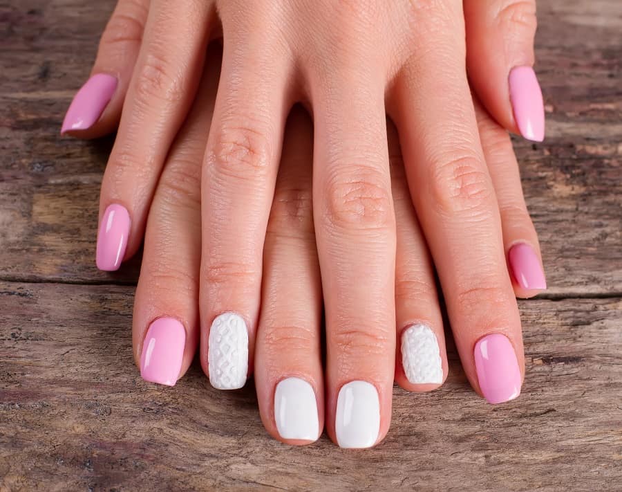 pink and white nail design