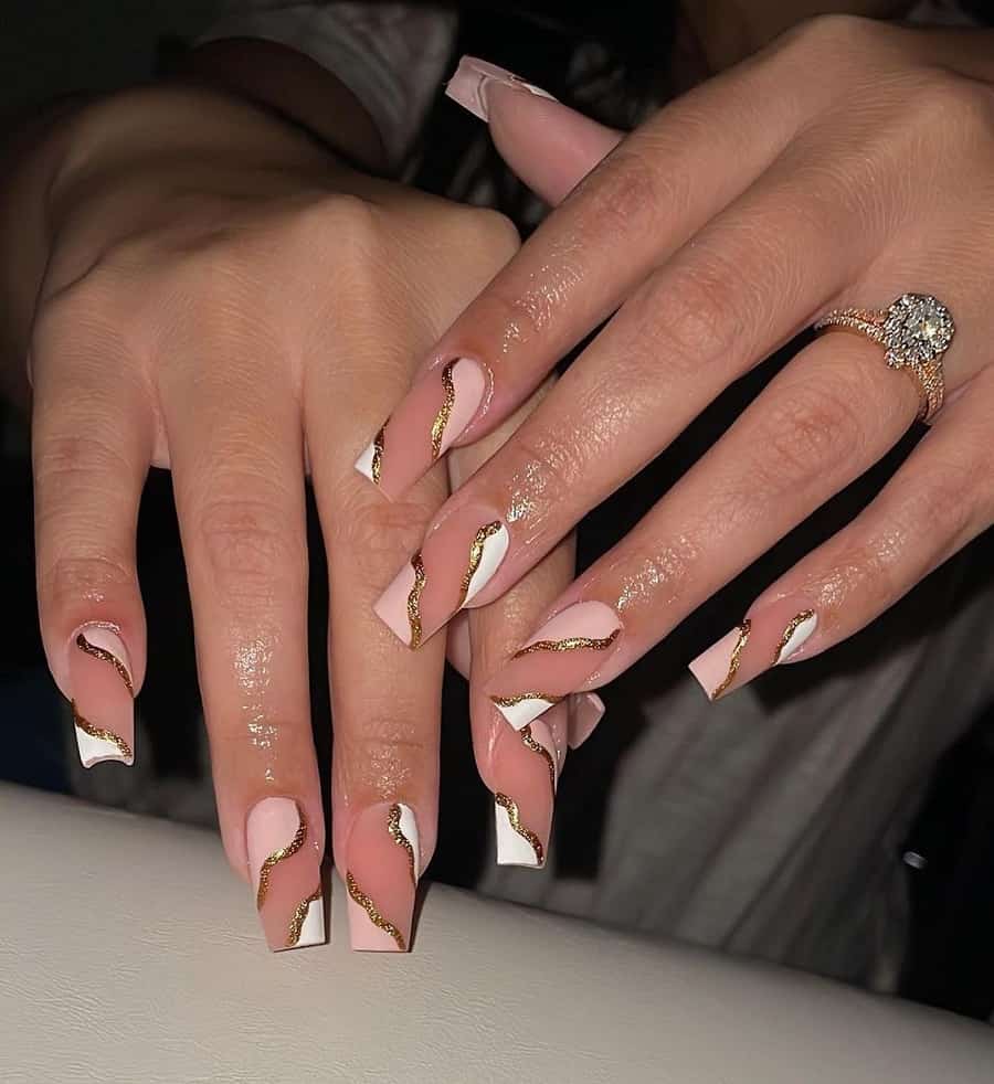 pink and white nail art