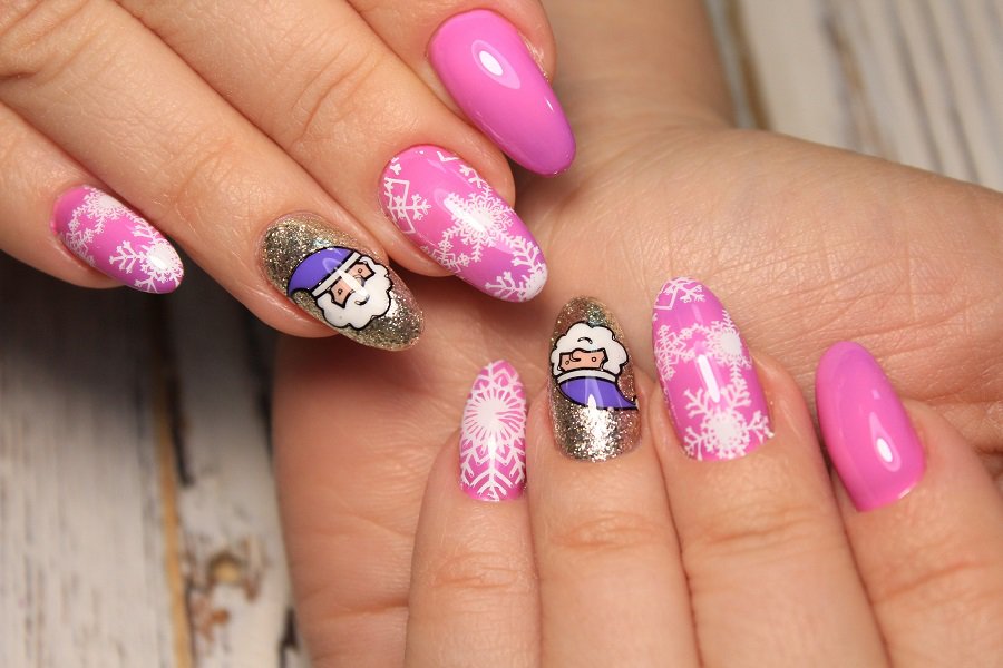 pink and white oval nails