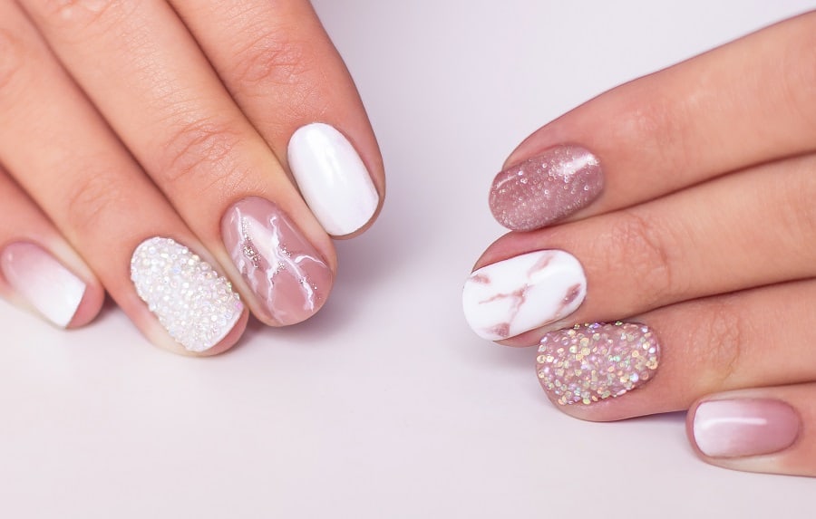 pink and white squoval nails