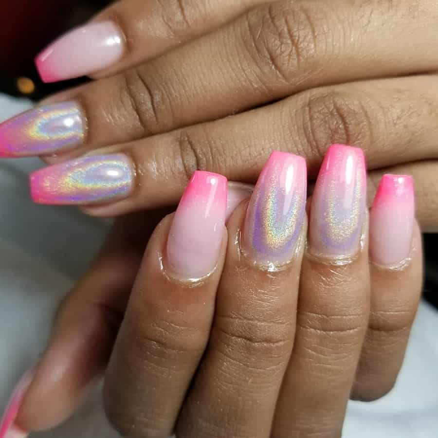 pink ombre chrome nails