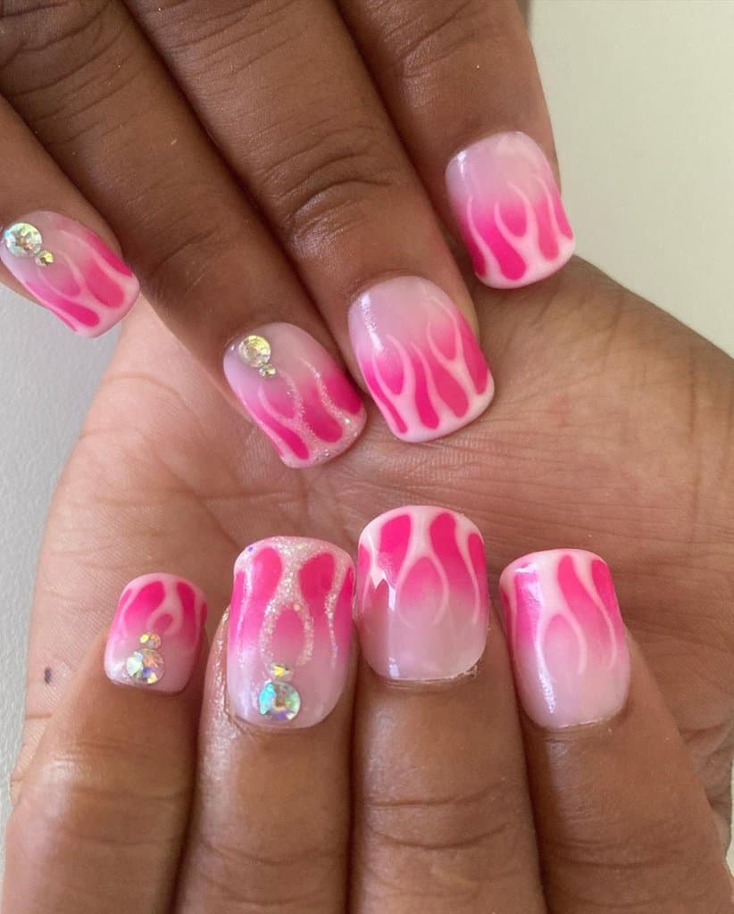 pink ombre squoval nails