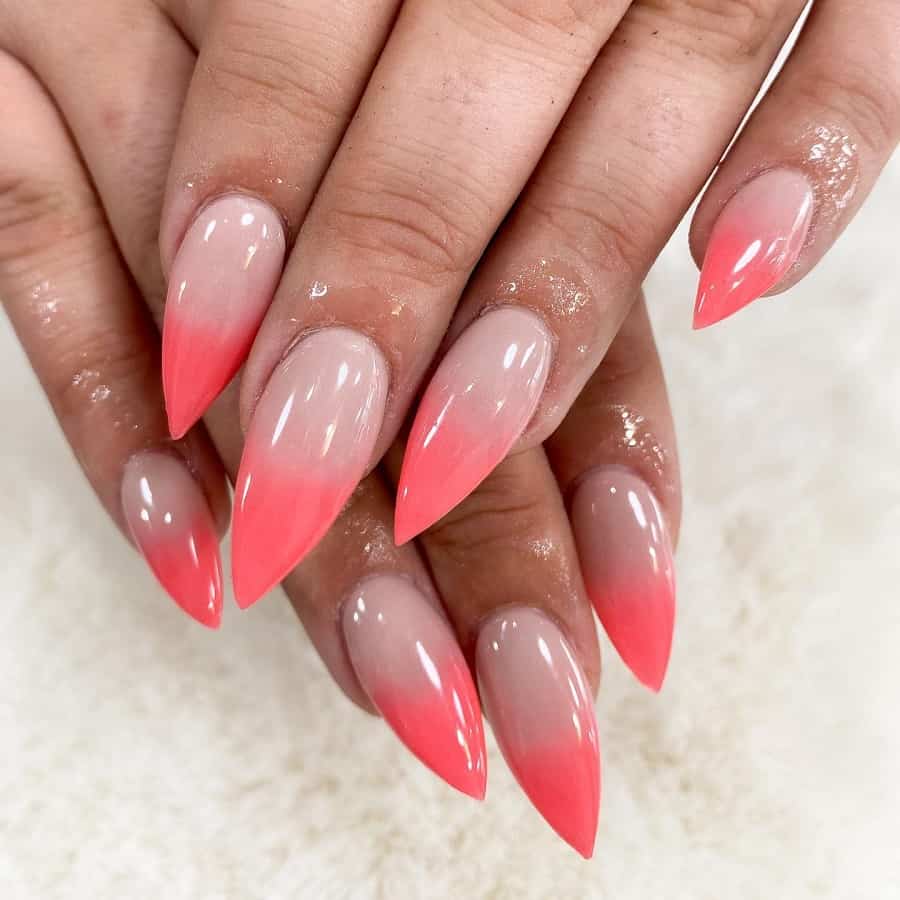 pink ombre stiletto nails