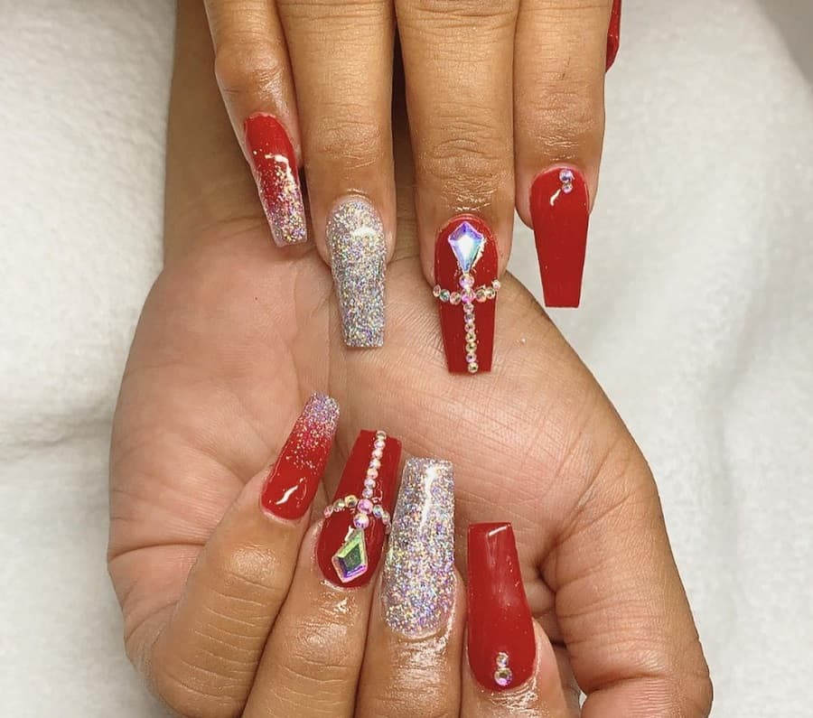 red and silver coffin nails