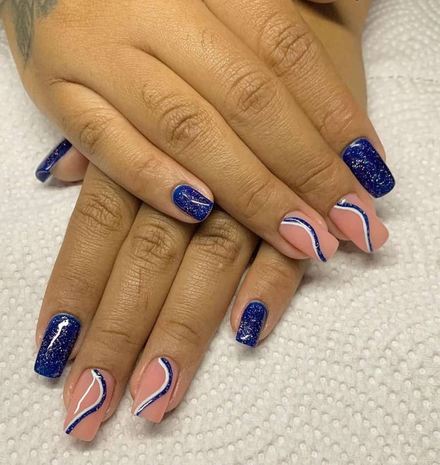 royal blue and pink nails