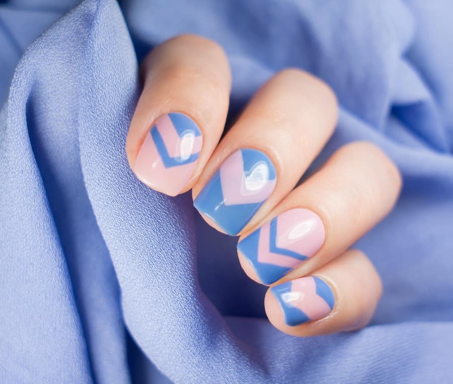 short pink and blue nails