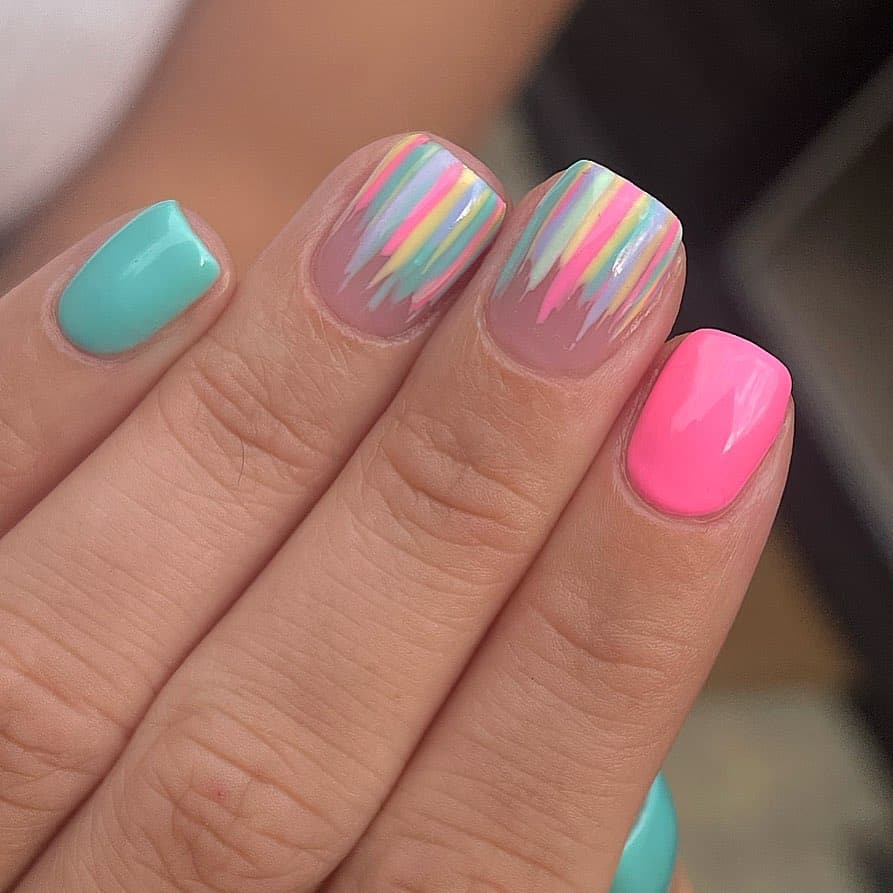 tiffany blue and pink nails