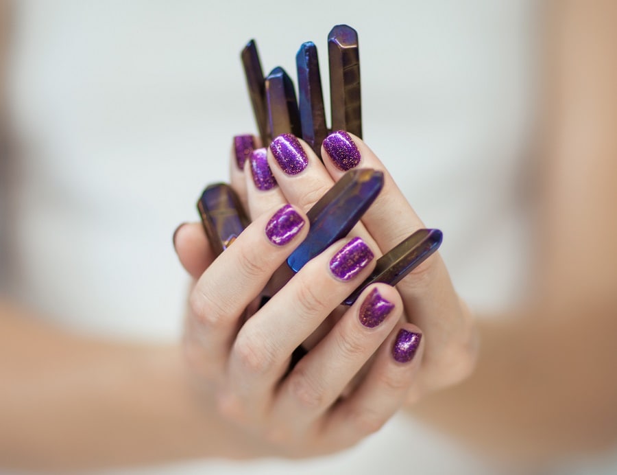 amethyst purple geode nails