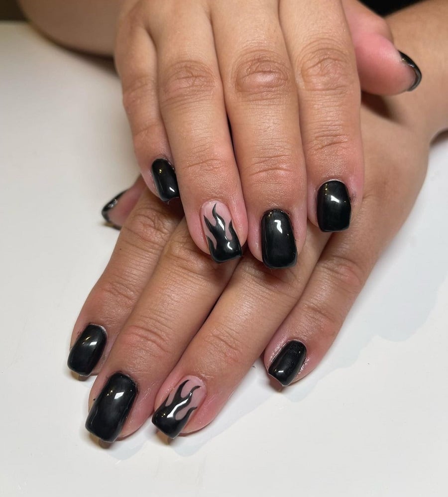 black flame nails