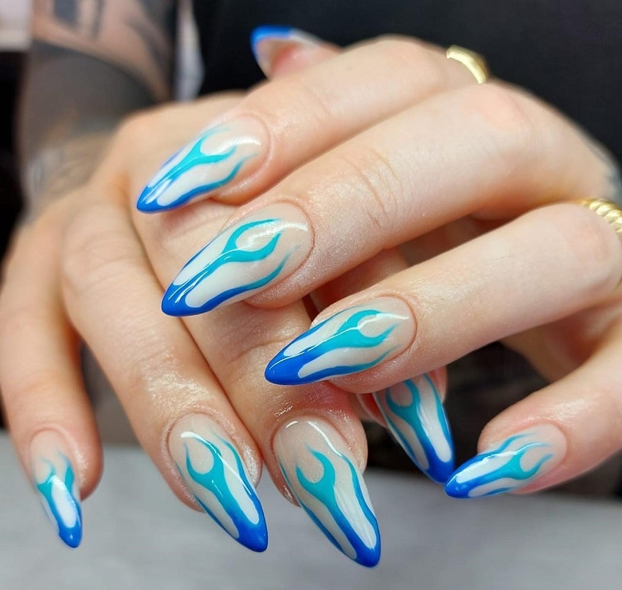 blue flame nails