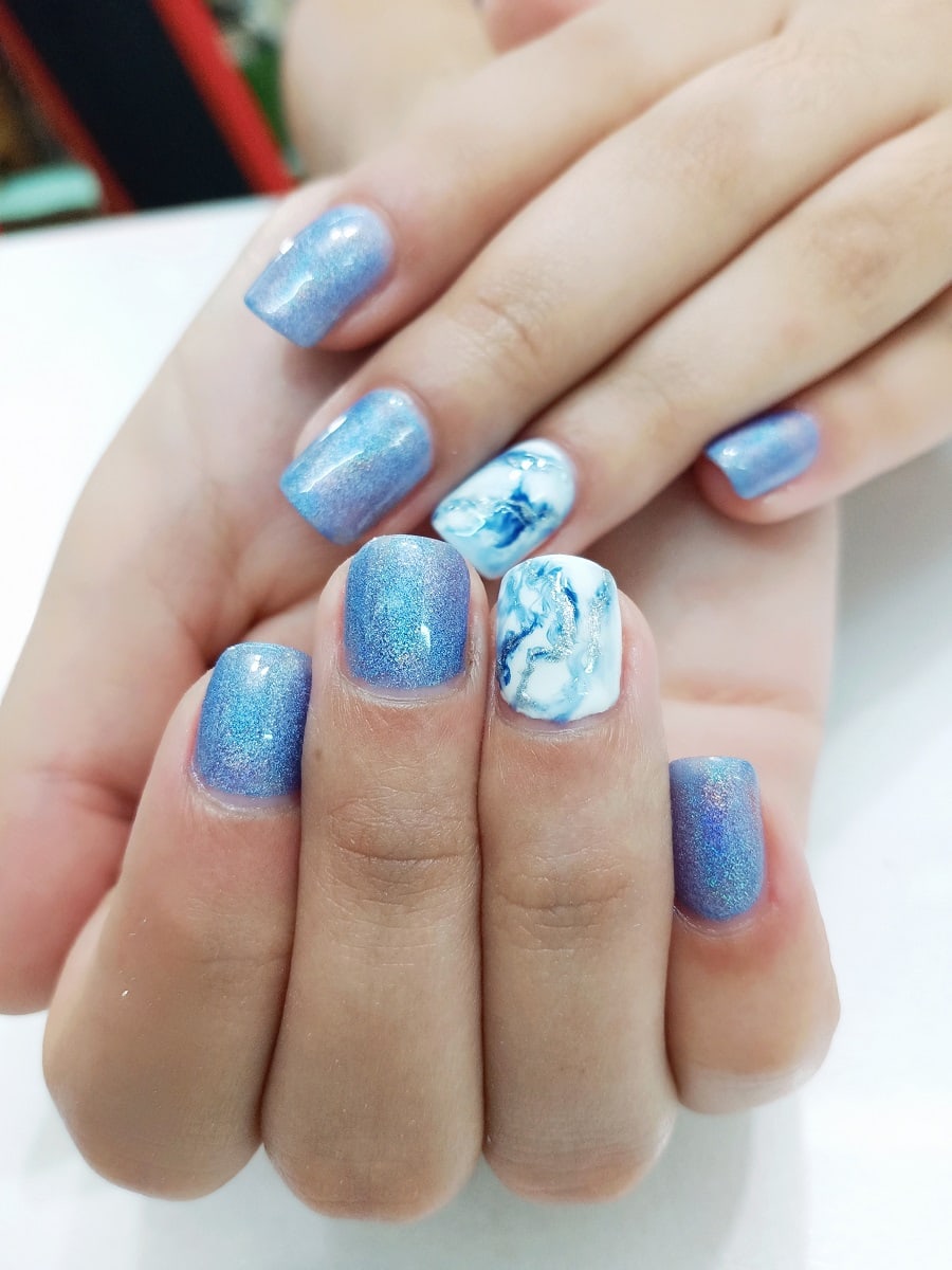 blue geode nails