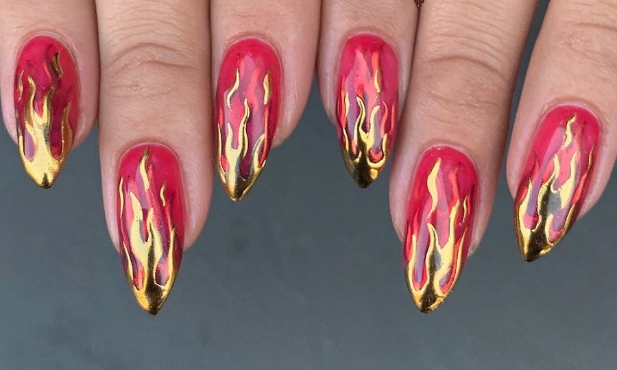 chrome flame nails